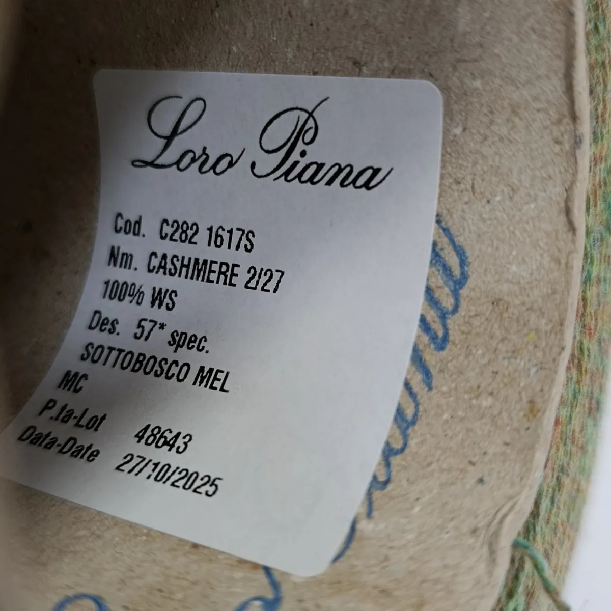 Пряжа Loro Piana Cashmere, кашемир бобинный, зеленый мел