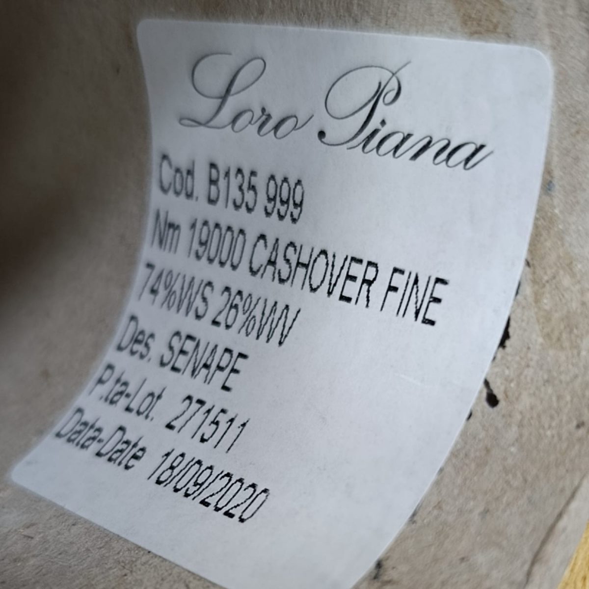 Пряжа Loro Piana Cashover Fine, кашемир бобинный, горчица цвет горчица