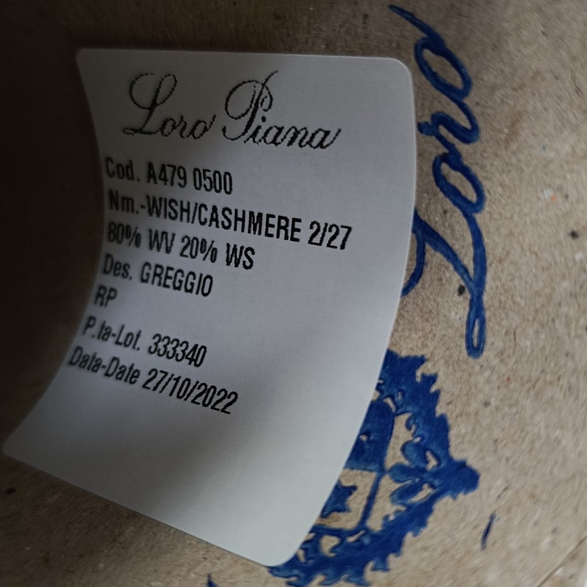 Пряжа Loro Piana Wish/Cashmere, кашемир бобинный, молоко цвет молоко
