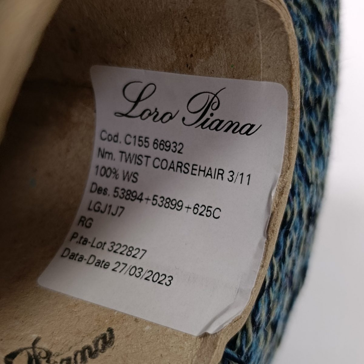 Пряжа Loro Piana Twist Coarsehair, кашемир бобинный, океан мулине цвет океан мулине
