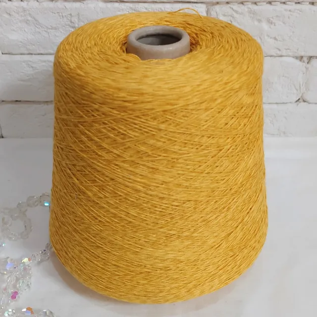 Пряжа Fashion Mill, хлопок бобинный, горчица меланж