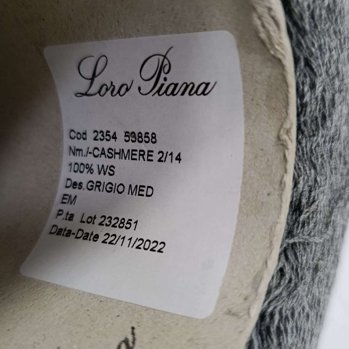 Пряжа Loro Piana Cashmere, кашемир бобинный, серый меланж цвет серый меланж