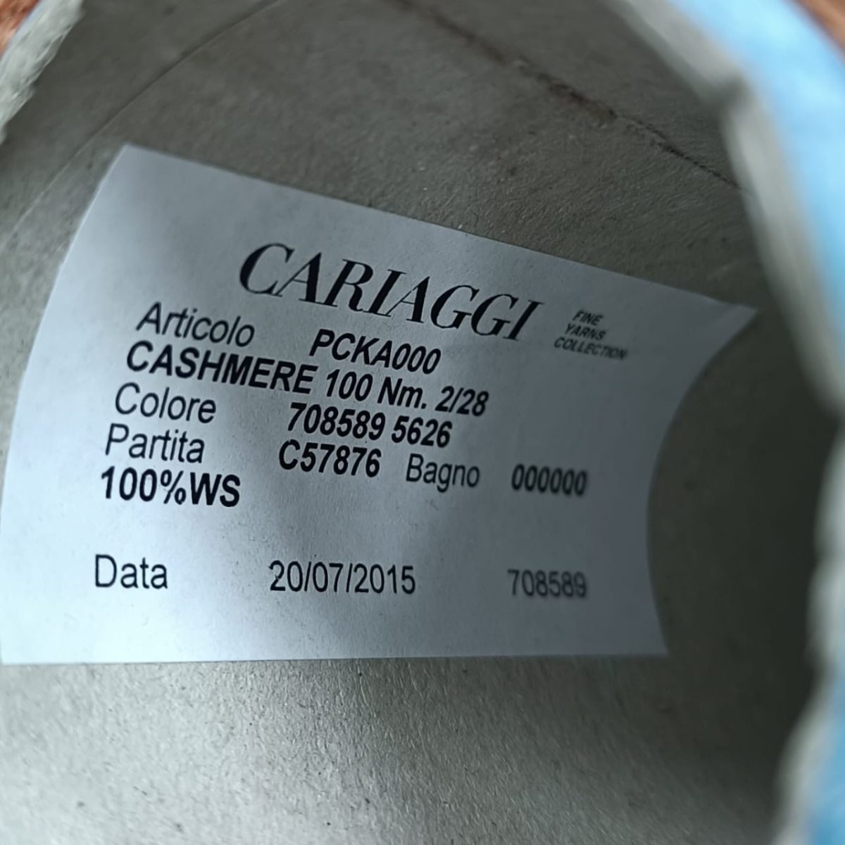 Пряжа Cariaggi Cashmere, кашемир бобинный, облепиха