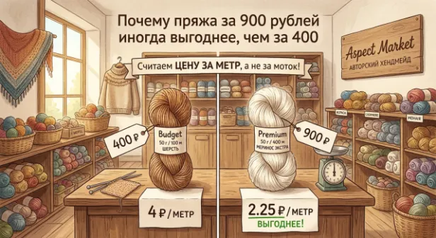 Почему пряжа за 900 рублей иногда выгоднее, чем за 400