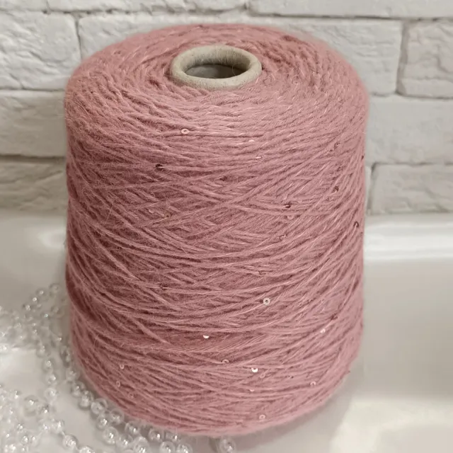 Пряжа G&G Filati Angora Bubbly, ангора бобинная, античная роза/пайетки