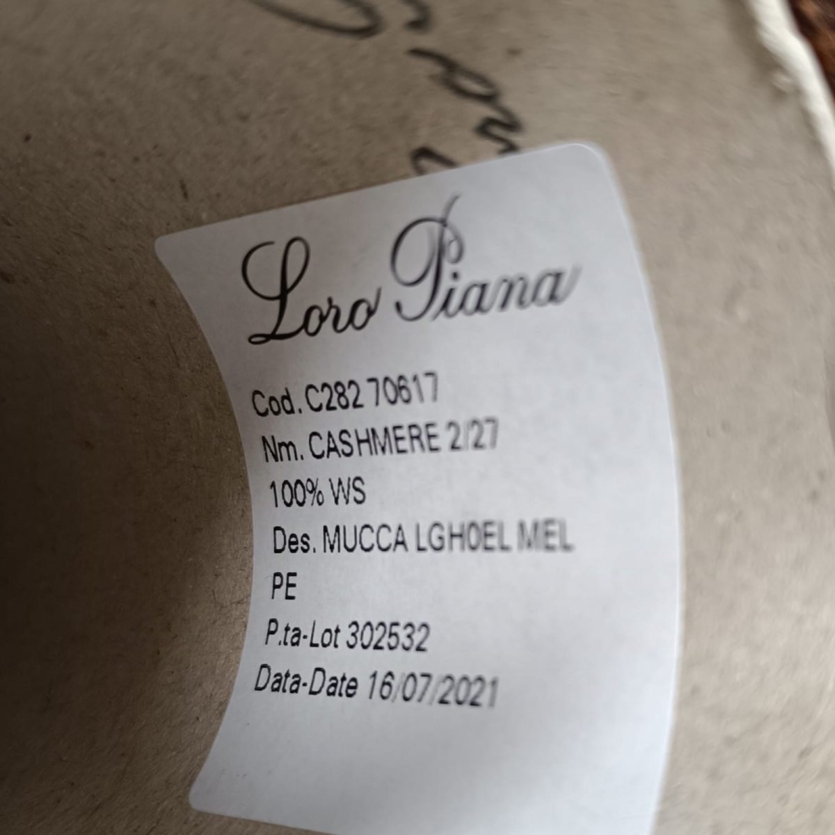 Пряжа Loro Piana Cashmere, кашемир бобинный, кедровый орех цвет кедровый орех