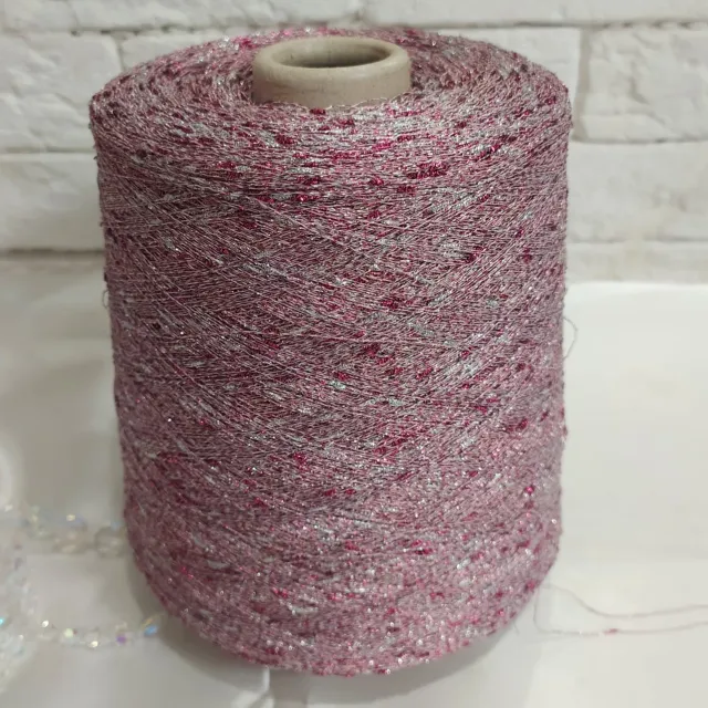 Пряжа New Mill Nodino Lurex, с люрексом в бобинах, фуксия узелки