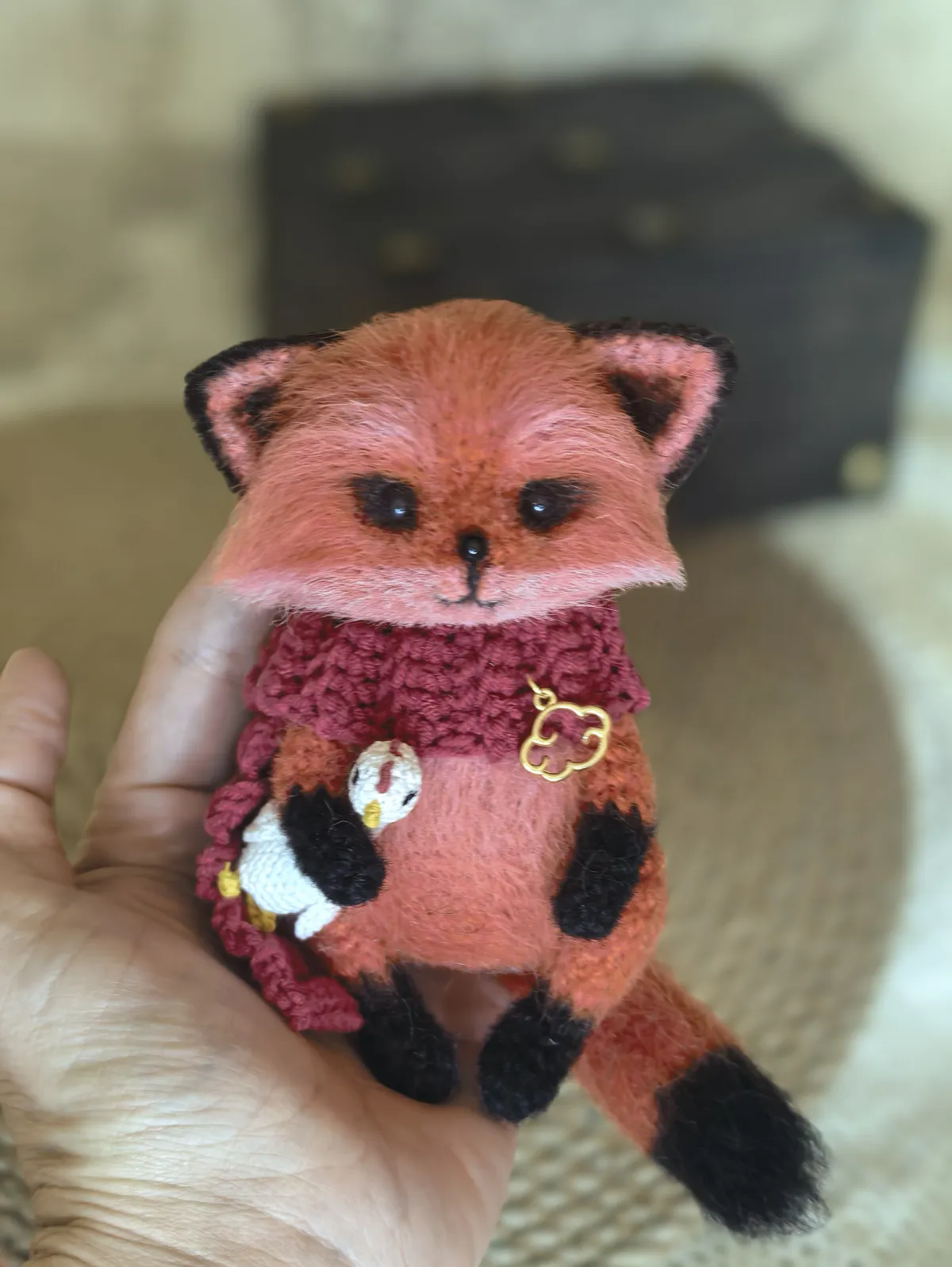 Вязаная игрушка рыжая лиса, цвет Рыжий