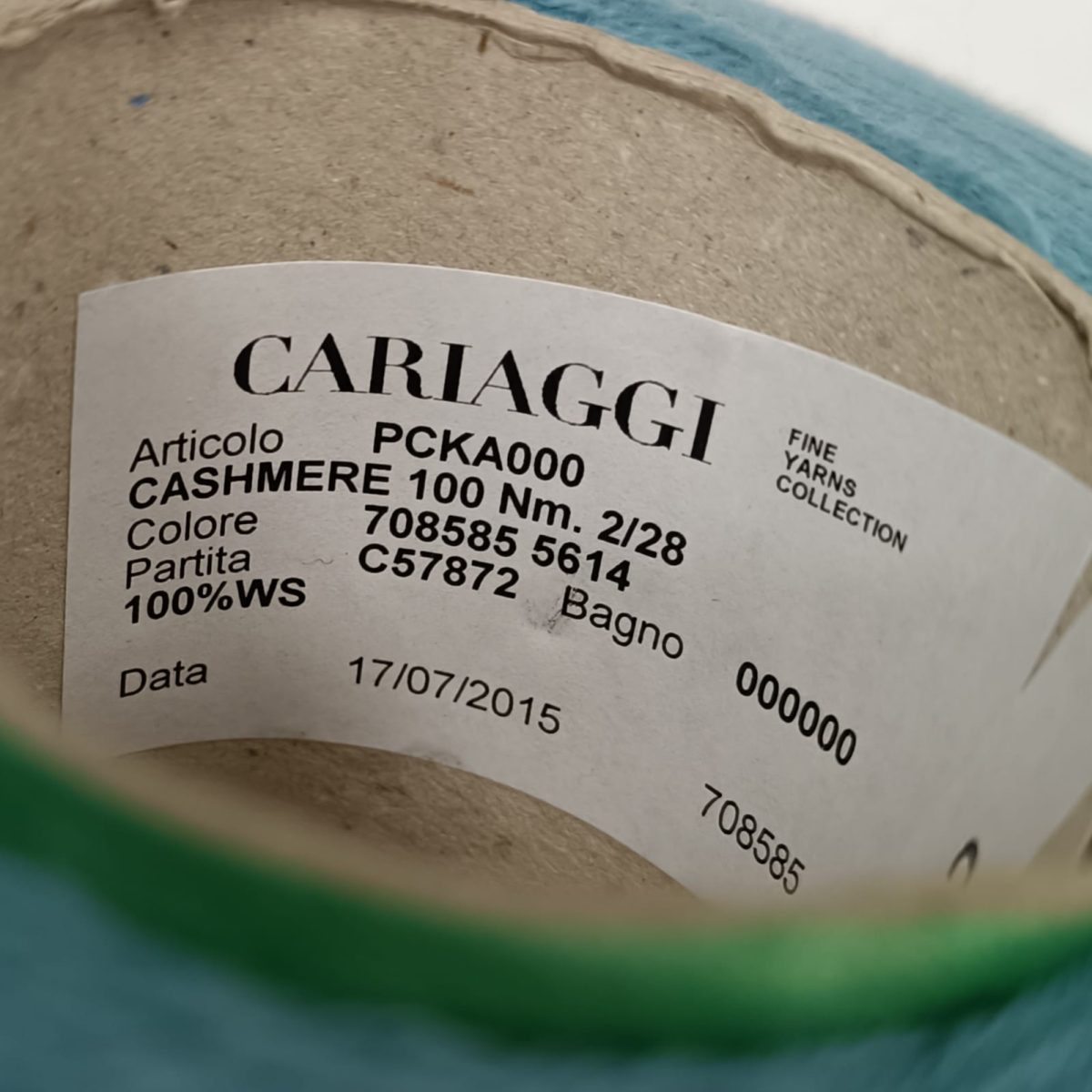 Пряжа Cariaggi Cashmere, кашемир бобинный, голубая бирюза