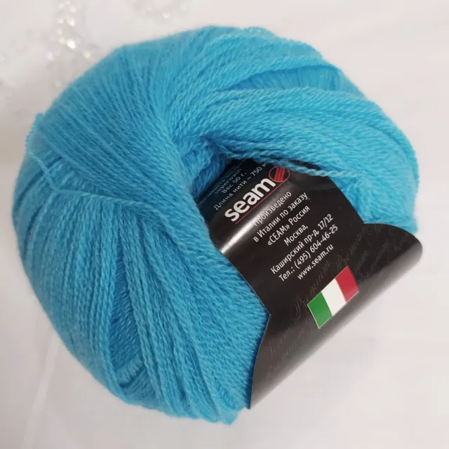 Пряжа Seam Merino extra fine (26) 50 гр, шерсть в мотках, светлая бирюза