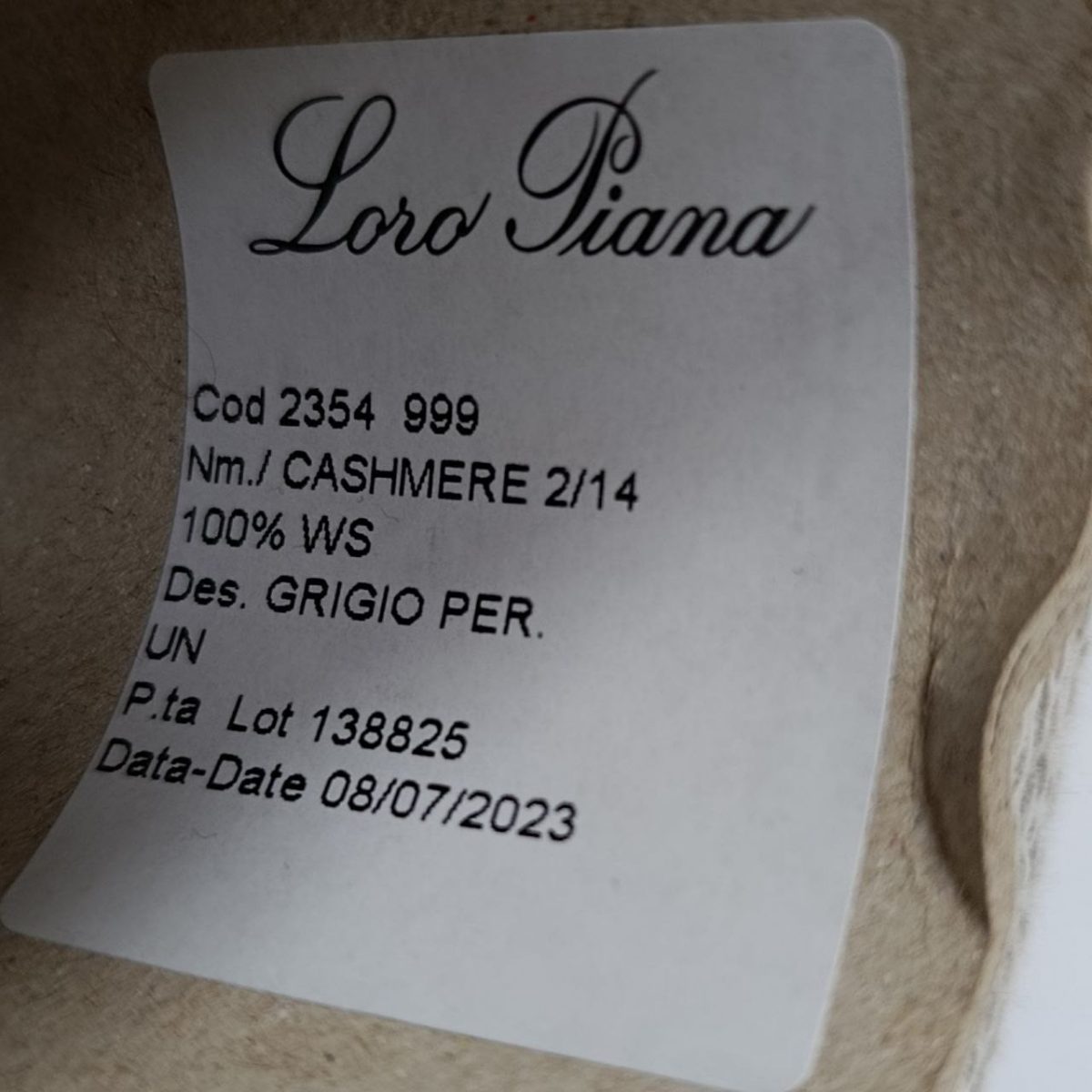 Пряжа Loro Piana Cashmere, кашемир бобинный, перламутр цвет перламутр