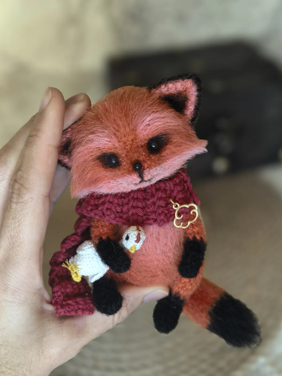 Вязаная игрушка рыжая лиса, цвет Рыжий