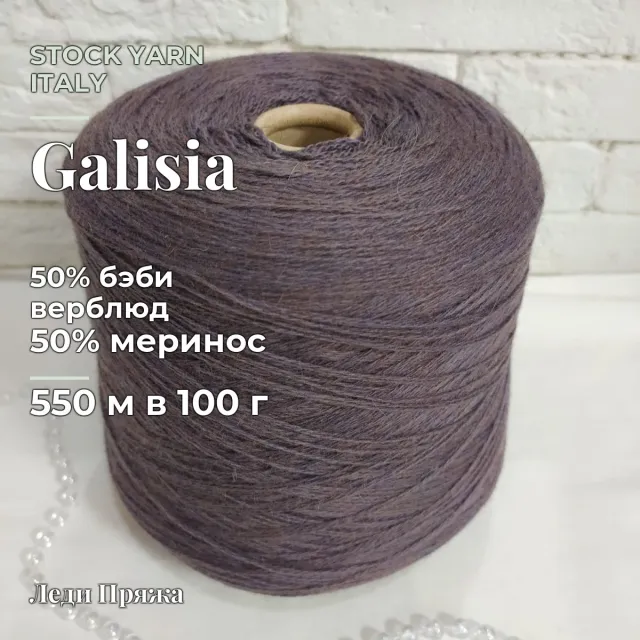 Пряжа Stock Yarn Italy Galisia, верблюжий пух бобинный, фиалковый