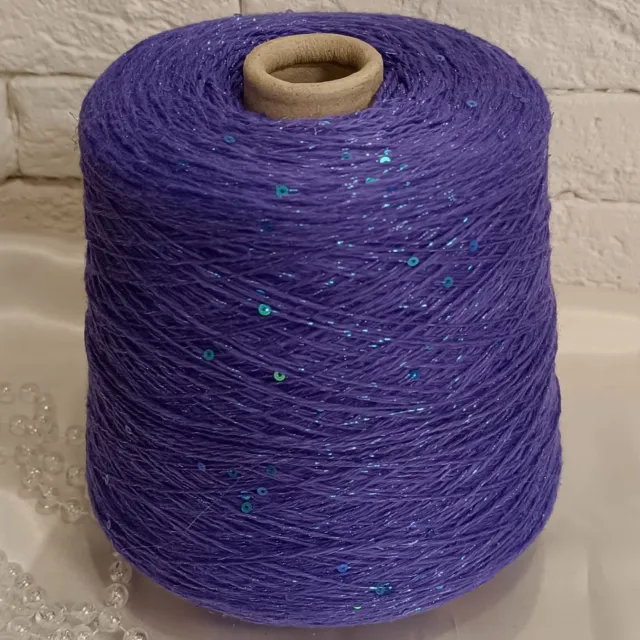 Пряжа G&G Filati Cottone Missoni, хлопок бобинный, фиалка/пайетки/люрекс