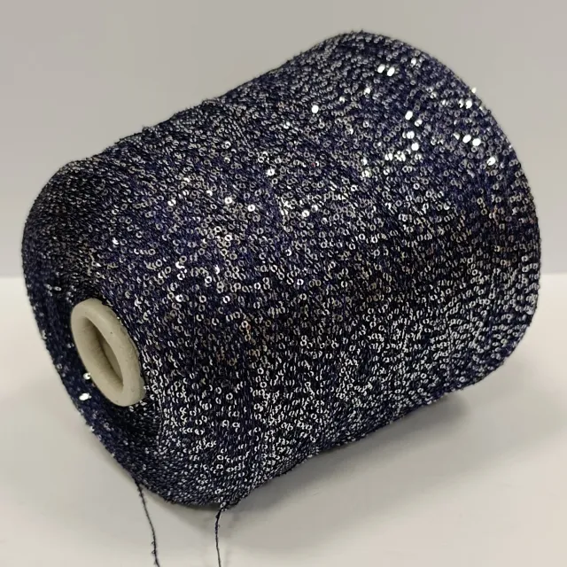 Пряжа Luxury Production Ri.Go Sequins, с пайетками в бобинах, чернила/серебро