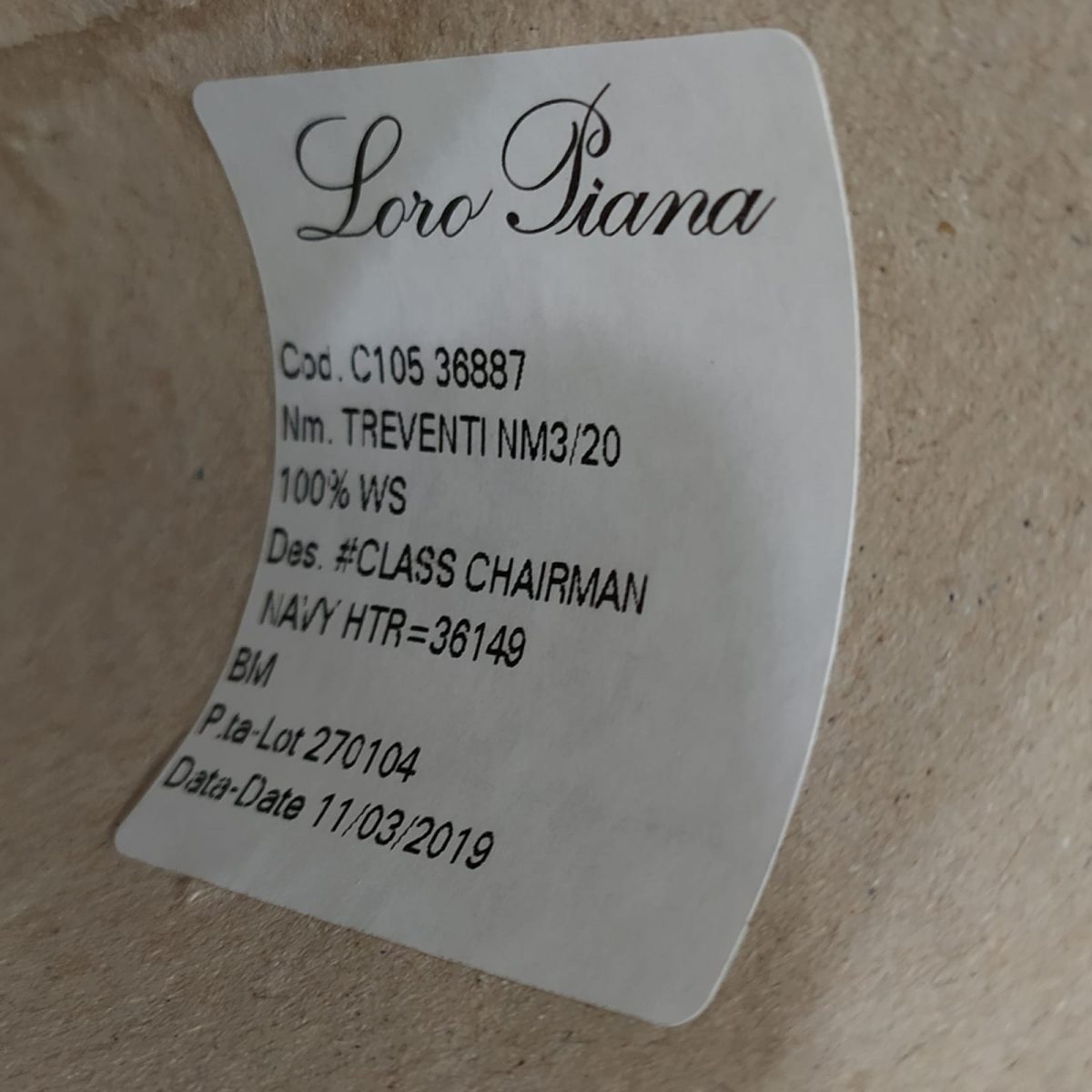Пряжа Loro Piana Cablelight, кашемир бобинный, темно-синий мел цвет темно-синий мел