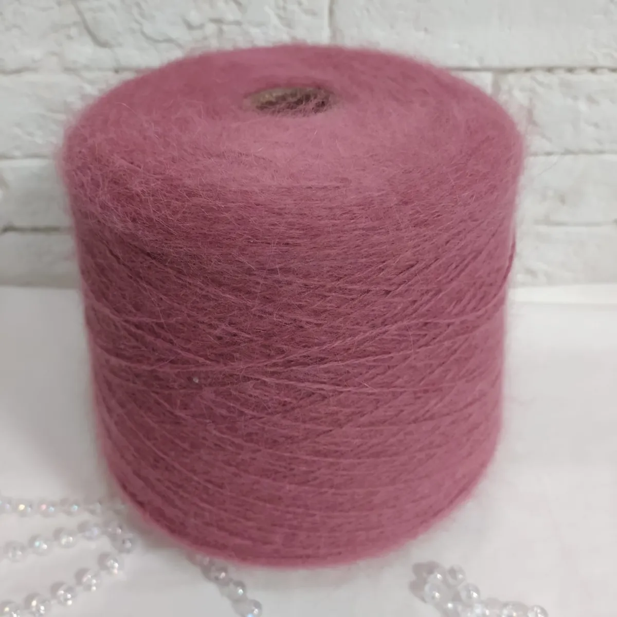 Пряжа Stock Yarn Italy Spiky 80, ангора бобинная, ягодный мусс цвет ягодный мусс