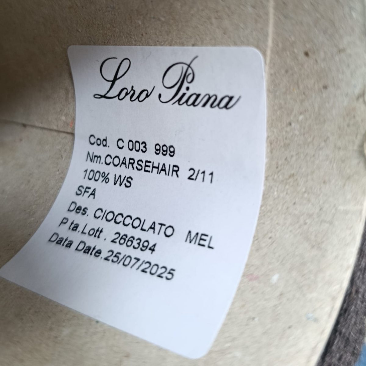 Пряжа Loro Piana Coarsehair, кашемир бобинный, шоколад мел цвет шоколад мел