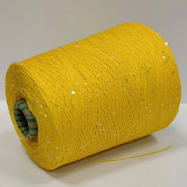 Пряжа D&C Yarns Paillux, с пайетками в бобинах, желток/прозрачные