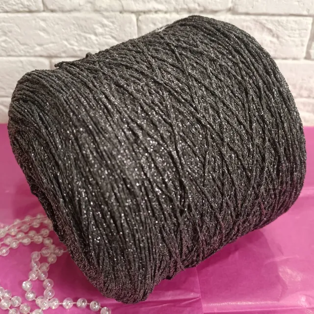 Пряжа Millefili Tulle, с люрексом в бобинах, графит/серебро