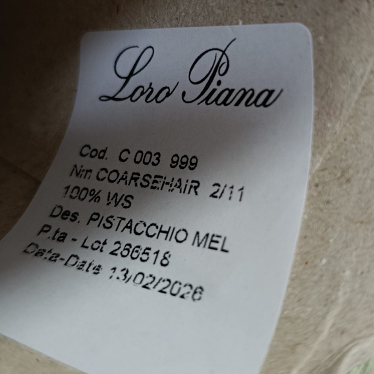 Пряжа Loro Piana Coarsehair, кашемир бобинный, фисташка цвет фисташка