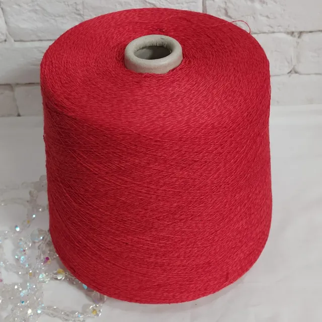 Пряжа Fashion Mill, хлопок бобинный, алый меланж