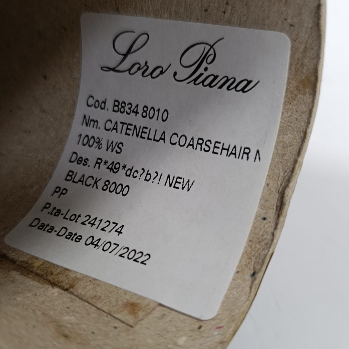 Пряжа Loro Piana Catenella Coarsehair, кашемир бобинный, черный цвет черный