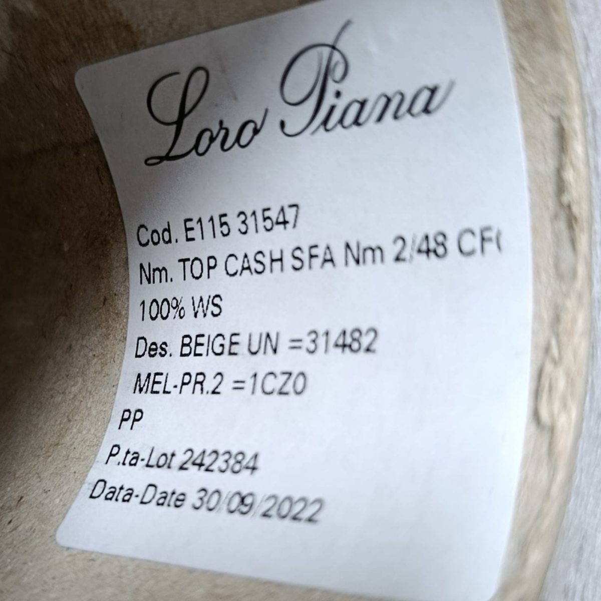 Пряжа Loro Piana Top Cash, кашемир бобинный, светлый тауп цвет светлый тауп