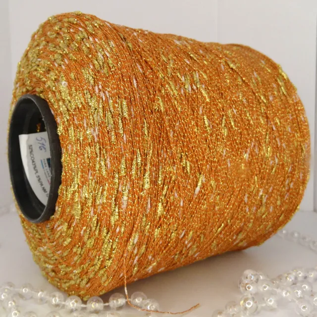 Пряжа Nodino Lurex, с люрексом в бобинах, терракот с золотом