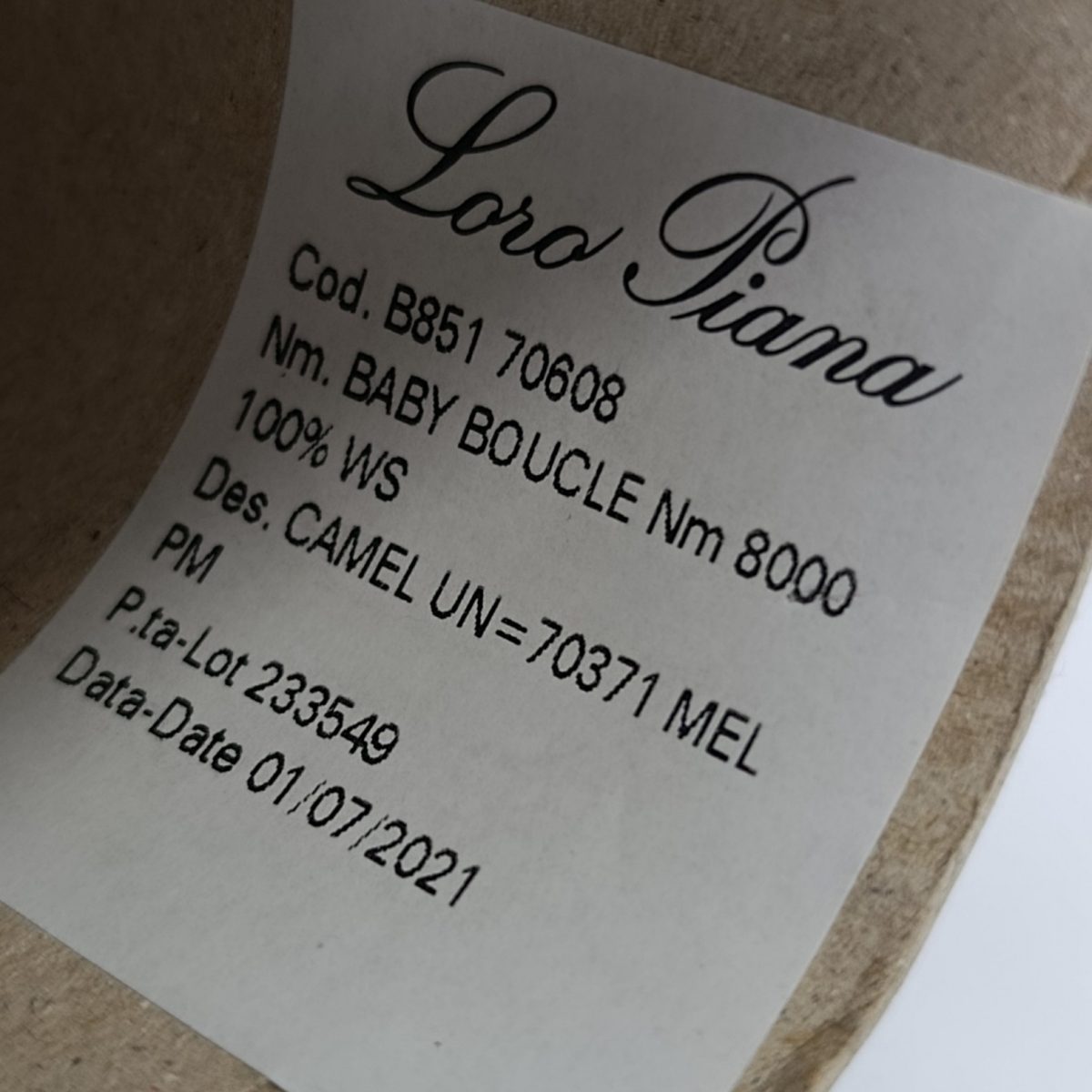 Пряжа Loro Piana Baby Boucle, кашемир бобинный, кемел цвет кемел