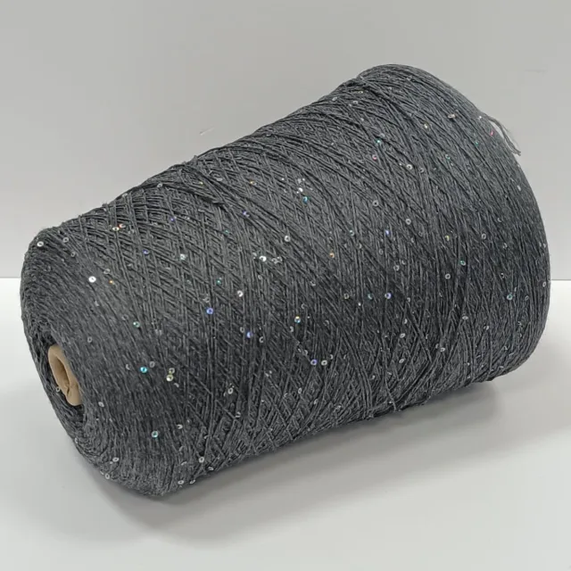 Пряжа Zegna Baruffa Merino paillettes, меринос бобинный, серый/пайетки