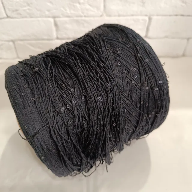 Пряжа D&C Yarns Paillux, с пайетками в бобинах, черный/матовые
