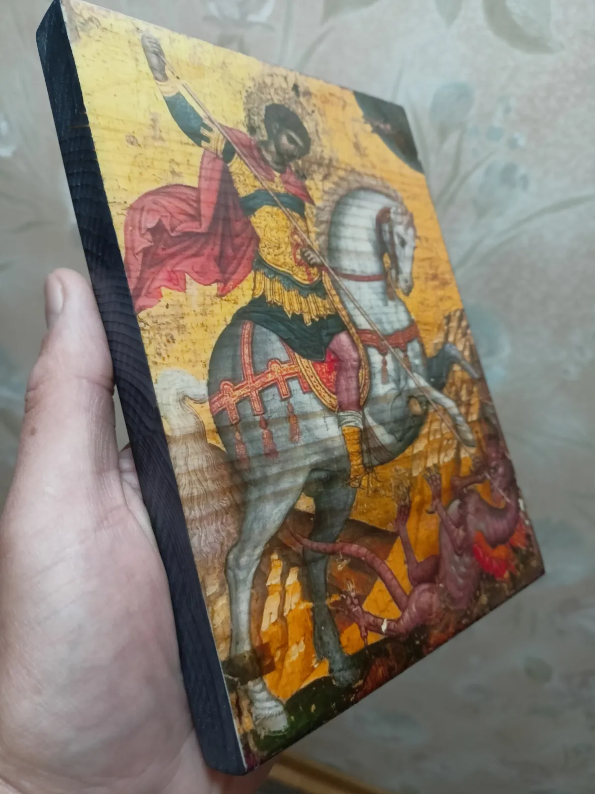 Икона Святой Георгий Победоносец на дереве. Ручная работа.