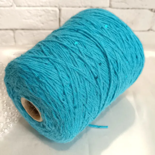 Пряжа G&G Filati Angora Bubbly, ангора бобинная, бирюза/пайетки