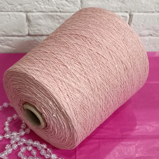 Пряжа D&C Yarns Paillux, с пайетками в бобинах, розовый/прозрачные