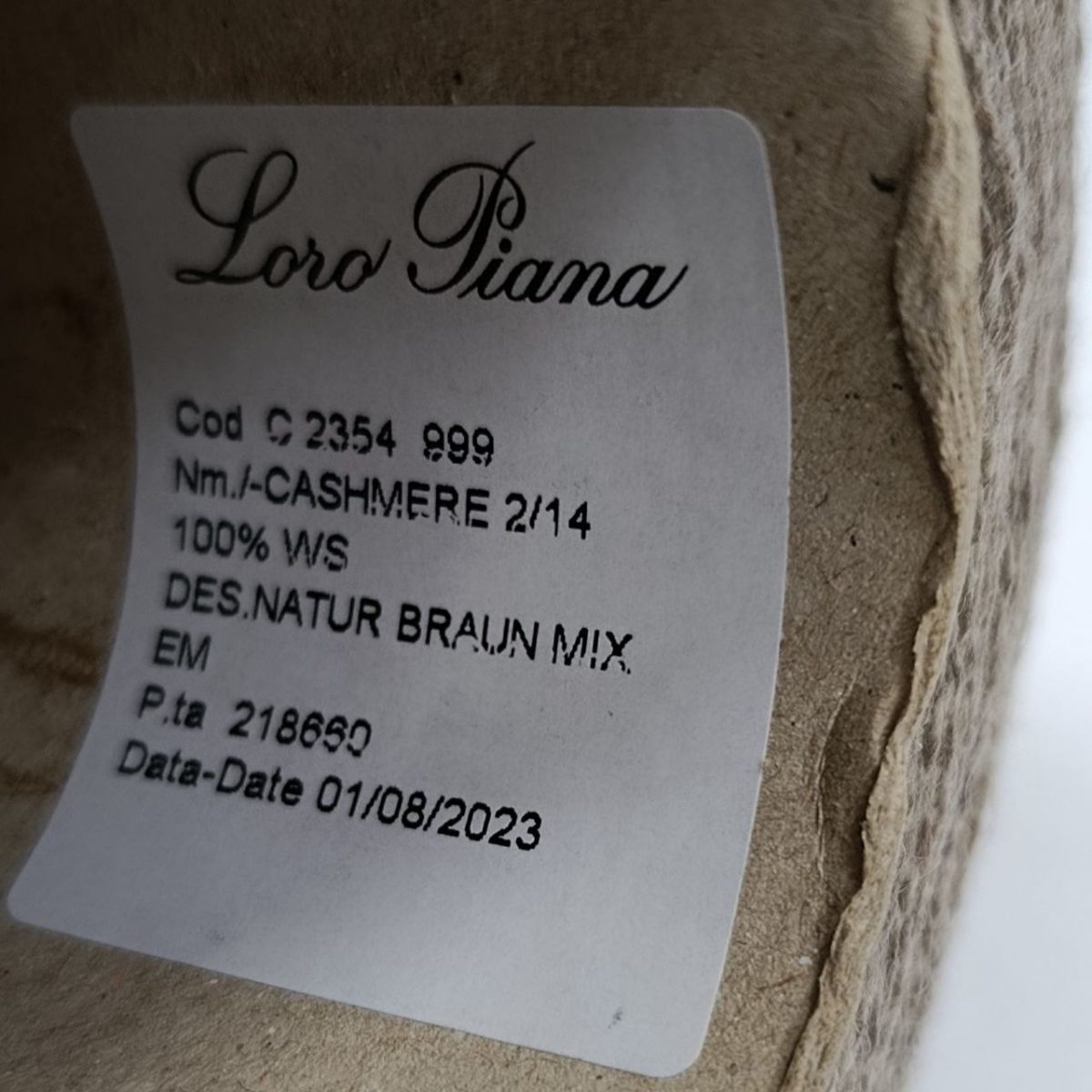 Пряжа Loro Piana Cashmere, кашемир бобинный, натуральный цвет натуральный
