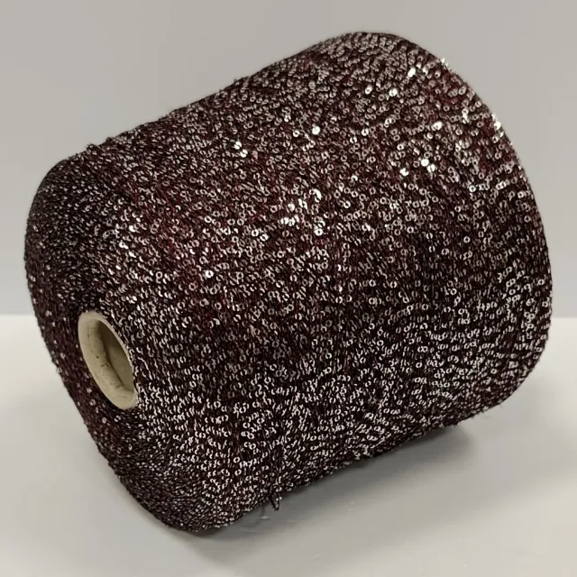 Пряжа Luxury Production Ri.Go Sequins, с пайетками в бобинах, бордо/серебро