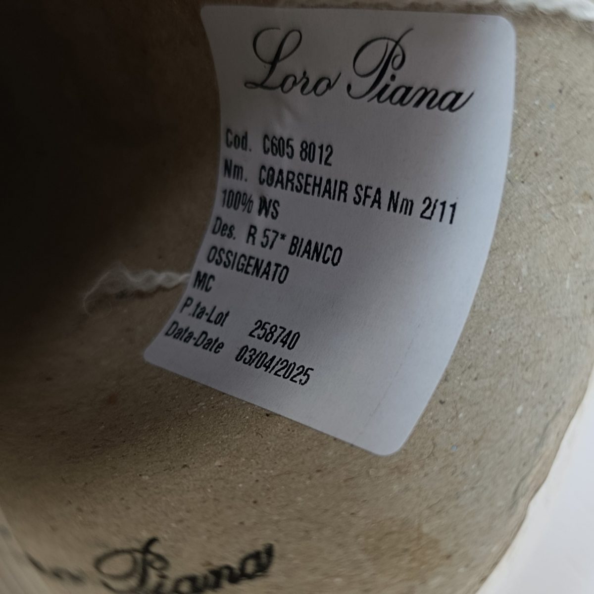 Пряжа Loro Piana Coarsehair, кашемир бобинный, белый цвет белый