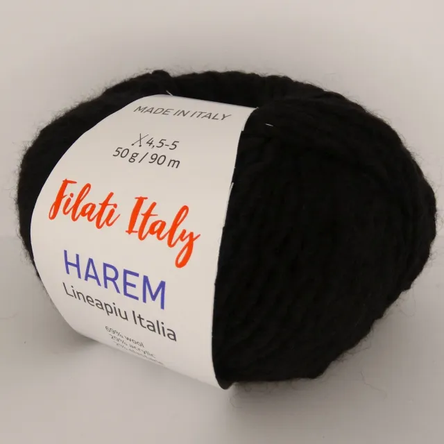 Пряжа Lineapiu Harem (2141) 50 гр, шерсть в мотках, черный
