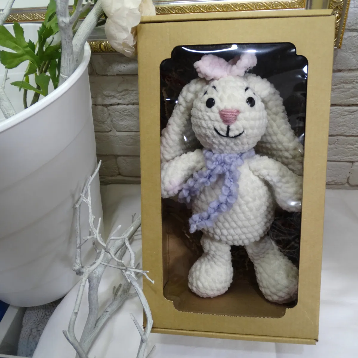 Игрушка Зайчик с бантиком, 27 см