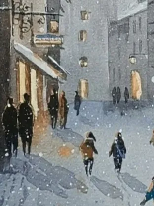 Картина акварелью "Тепло зимы"