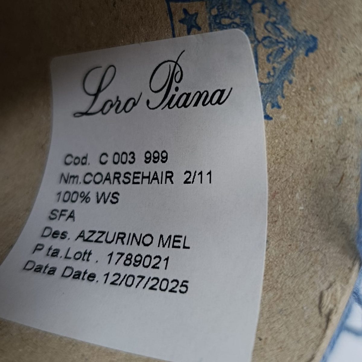Пряжа Loro Piana Coarsehair, кашемир бобинный, джинс мел цвет джинс мел
