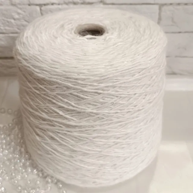 Пряжа G&G Filati Angora Bubbly, ангора бобинная, белый/пайетки