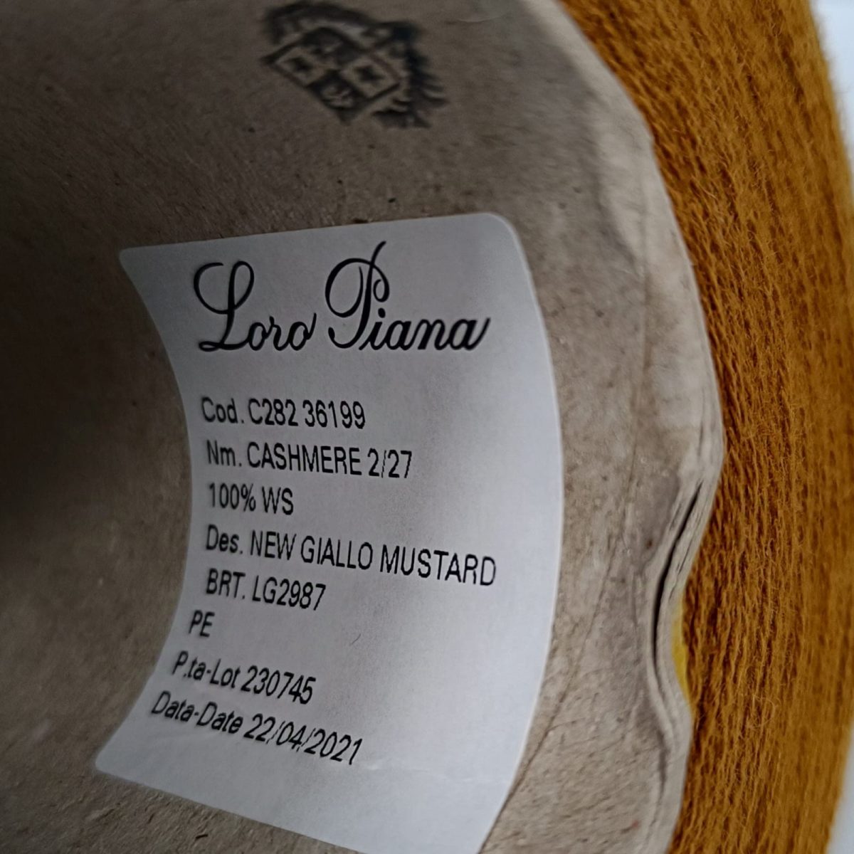 Пряжа Loro Piana Cashmere, кашемир бобинный, медовый цвет медовый