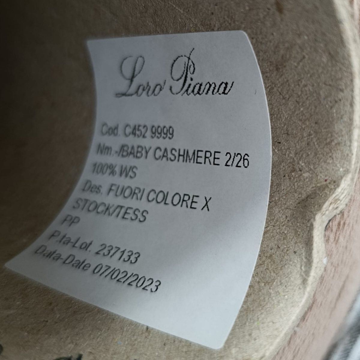 Пряжа Loro Piana Baby Cashmere, кашемир бобинный, миндальное молоко цвет миндальное молоко