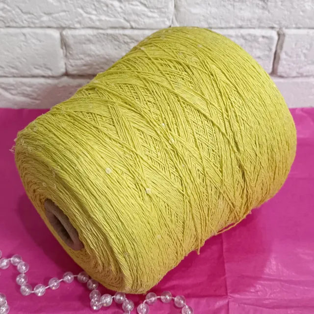 Пряжа D&C Yarns Paillux, с пайетками в бобинах, лайм/прозрачные