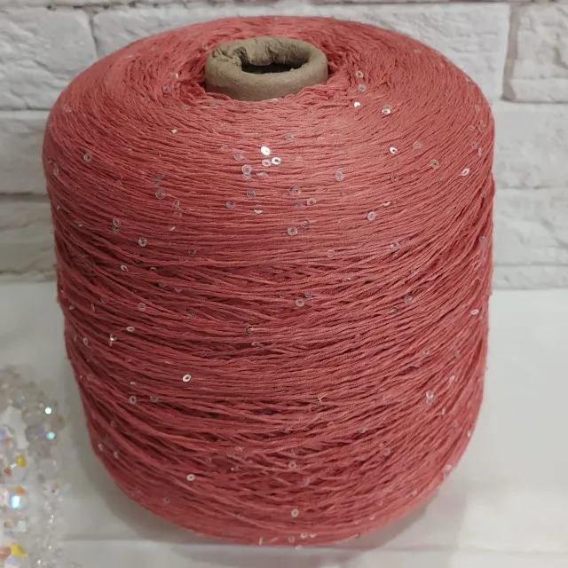 Пряжа D&C Yarns Paillux, с пайетками в бобинах, терракот/глянец