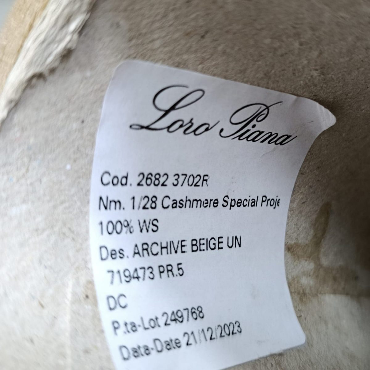 Пряжа Loro Piana Top Cash, кашемир бобинный, темный бежевый цвет темный бежевый