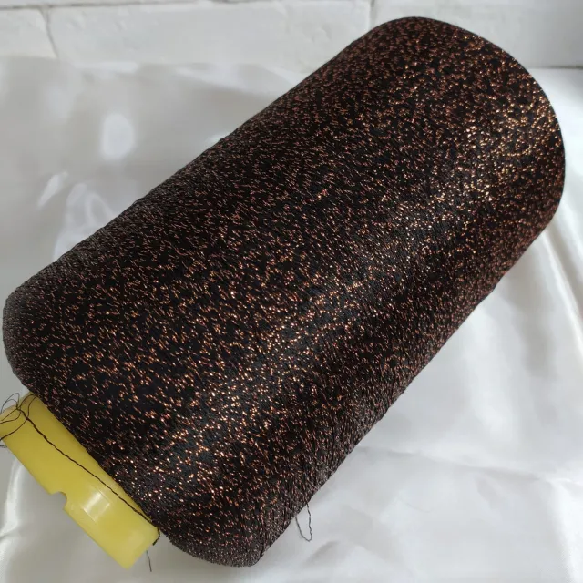 Пряжа Miroglio Kos, с люрексом в бобинах, черный с медью люрекс