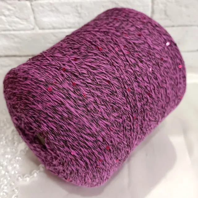 Пряжа G&G Filati Cottone Missoni, хлопок бобинный, фуксия мел/пайетки